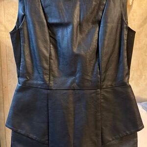 Black Faux Leather Peplum Dress
